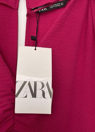 Платье zara новое с бирками / длина миди в размере м / летнее платье с разрезами / цвет: фуксия, розовое8 фото