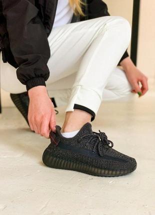 Adidas yeezy кроссовки адидас полностью рефлективные черный цвет (36-45)💜2 фото