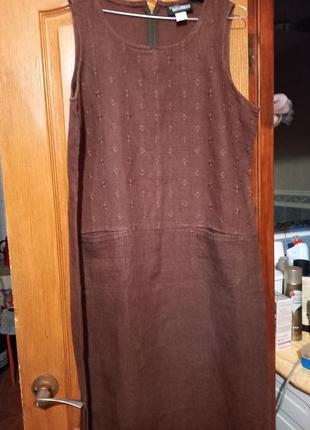 Новый сарафан платье льон, размнер 50-52 сзади молния и шлица.4 фото