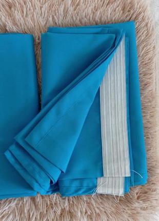 Легкі декоративні штори блакитні на широкій стрічці