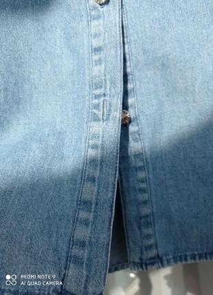 Натуральная джинсовая блузка рубашка с вышивкой