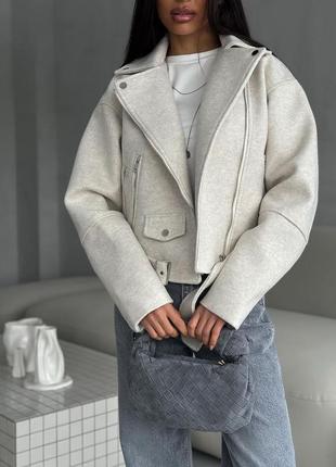Женская демисезонная кашемировая курточка косухая куртка кашемир7 фото