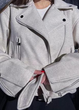 Женская демисезонная кашемировая курточка косухая куртка кашемир10 фото