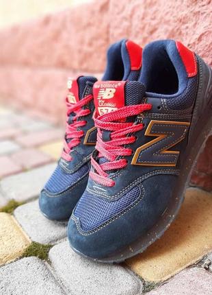 Женские кроссовки new balance 574 джинсовые с красным скидкостью sale &lt;unk&gt; smb9 фото