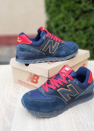 Женские кроссовки new balance 574 джинсовые с красным скидкостью sale &lt;unk&gt; smb8 фото