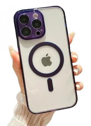 Clear magnetic tpu+pc case — iphone 11 — deep purple