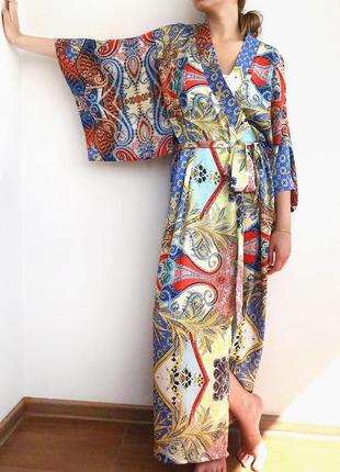 Халат кимоно атлас длинный 42-50