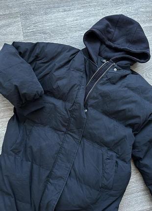 Стильна довга куртка штучний пуховик пуфер з капюшоном missguided 36/s9 фото