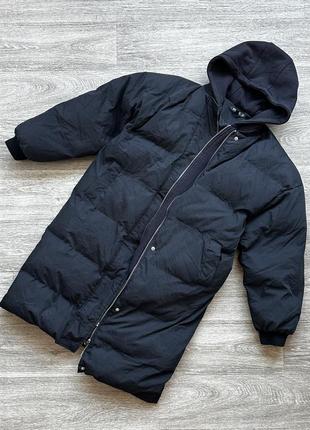 Стильная длинная куртка искусственный пуховик пальто пуфер с капюшоном missguided 36/s6 фото