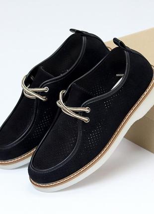 Легкие повседневные черные туфли с перфорацией на весну низкий ход доступная цена8 фото