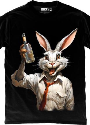 Футболка кролик - drunk rabbit in black – 9000234-black футболка черная унисекс