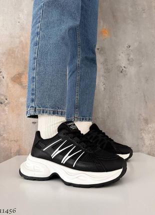 ☑ стильові кросівки ☑ колір: чорний ☑ екошкіра+гума+взуттєвий текстиль