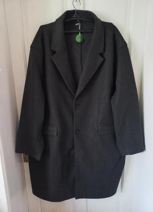 Распродажа стильное демисезонное прямое пальто антрацитового цвета1 фото