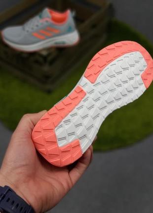 Спортивные женские кроссовки adidas cloudfoom / адидас климакул серые с оранжевой и зеленой / женская обувь для тренировок, йоги, спорта4 фото