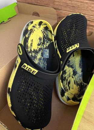 Кроксы сабо crocs literide 360 black/citrus лидер продаж