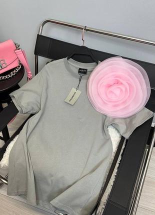 Футболки в стилі balenciaga сіра, рожева