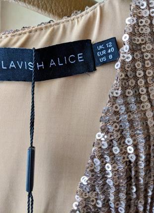Розкішна золота міні-сукня lavish alice, прикрашена паєтками8 фото