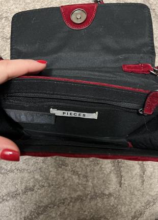 Жіноча сумка бархатна червона/бордо2 фото