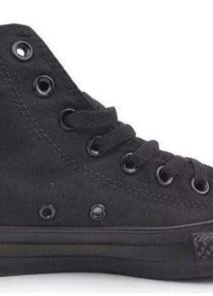 Кеди converse all star high black monochrome (m3310) моно чорні високі9 фото