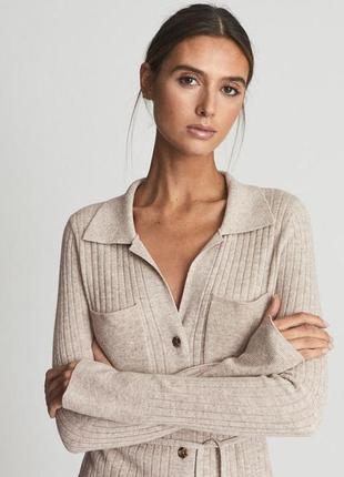 Шерстяной кашемировый кардиган-кофточка corrin cashmere blend cardigan reiss4 фото