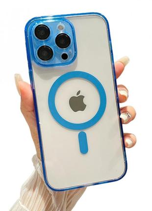 Clear magnetic tpu+pc case — iphone 14  — blue
