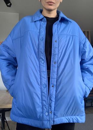 Синя куртка рубашка, оверсайз куртка-рубашка, весняна куртка2 фото