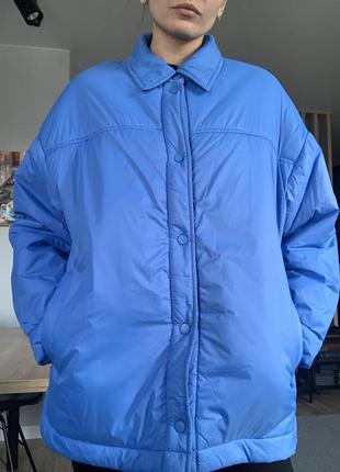 Синя куртка рубашка, оверсайз куртка-рубашка, весняна куртка3 фото