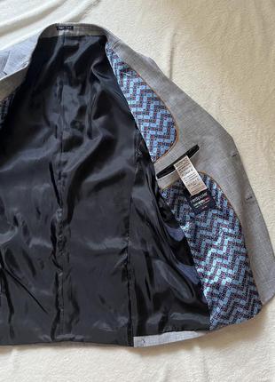 Сірий приталений чоловічий піджак6 фото