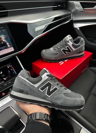 Мужские кроссовки new balance 574 dark gray white reflective