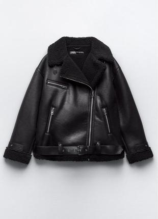 Женская дубленка авиатор zara
