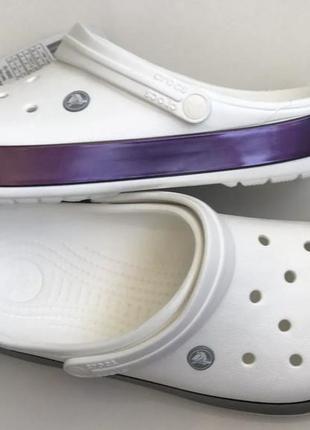 Крокс крокбэнд клог белые crocs crocband iridescent band clog white5 фото