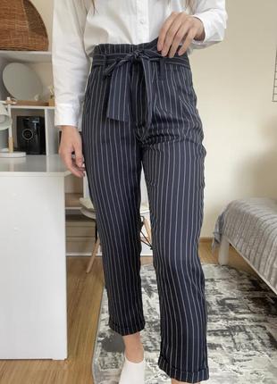 Брюки женские в полоску,брюки indigo rein, штаны классические,брюки с поясом2 фото