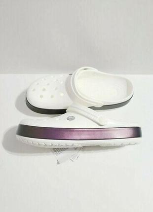 Крокс крокбэнд клог белые crocs crocband iridescent band clog white1 фото