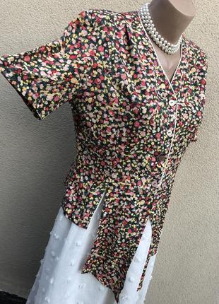 Винтаж,штапельная,вискоза блуза,рубашка,цветочный принт,isa villani,5 фото