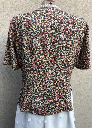 Винтаж,штапельная,вискоза блуза,рубашка,цветочный принт,isa villani,8 фото