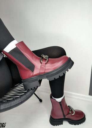 Демисезонные ботинки женские бордо9 фото