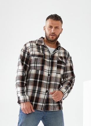 Байковая мужская рубашка в клетку классическая клетчатая рубашка
