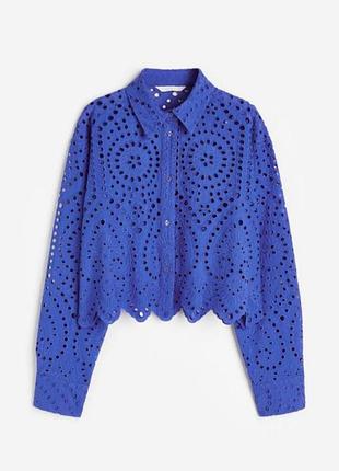 Стильна укорочена рубашка, сорочка прошва h&m (zara,cos,)