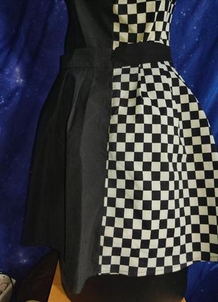 Неформальная готическая эмо scene kid ска панк скейтерская юбка сплит в шашечке шахматка4 фото