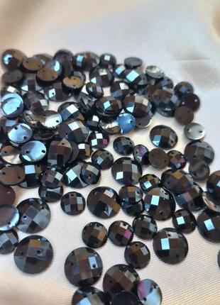 Черные пришивные страза сваровски круглые граненые 120штук  бриллиант камешки для шитья украшение