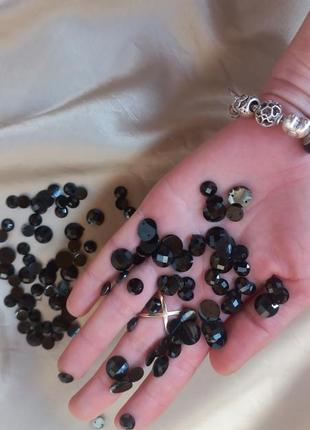 Черные пришивные страза сваровски круглые граненые 120штук  бриллиант камешки для шитья украшение6 фото