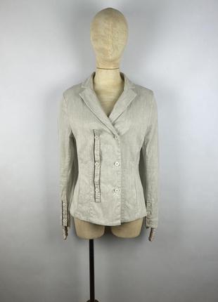 Оригінальний жіночий блейзер піджак annette gortz double breasted linen beige blazer1 фото