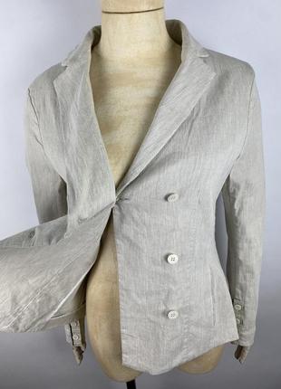 Оригінальний жіночий блейзер піджак annette gortz double breasted linen beige blazer4 фото