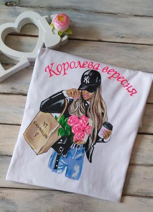 Футболка с ручной росписью акрилом 🌈