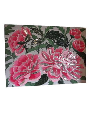 Картина зеркальная "пионы"