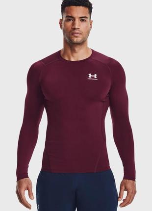 Лонгслів under armour ua hg armour comp ls бордовий, білий чол lg