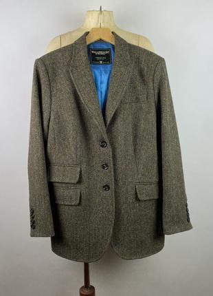 Женский шерстяной твидовый пиджак блейзер wellington of bilmore harris tweed wool blazer