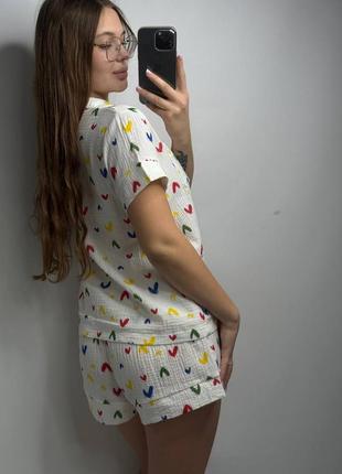 Комплект пижама натуральная муслин рубашка и штаны 22 цвета10 фото