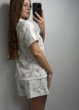 Комплект пижама натуральная муслин рубашка и штаны 22 цвета4 фото