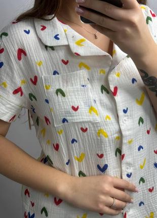 Комплект пижама натуральная муслин рубашка и штаны 22 цвета9 фото
